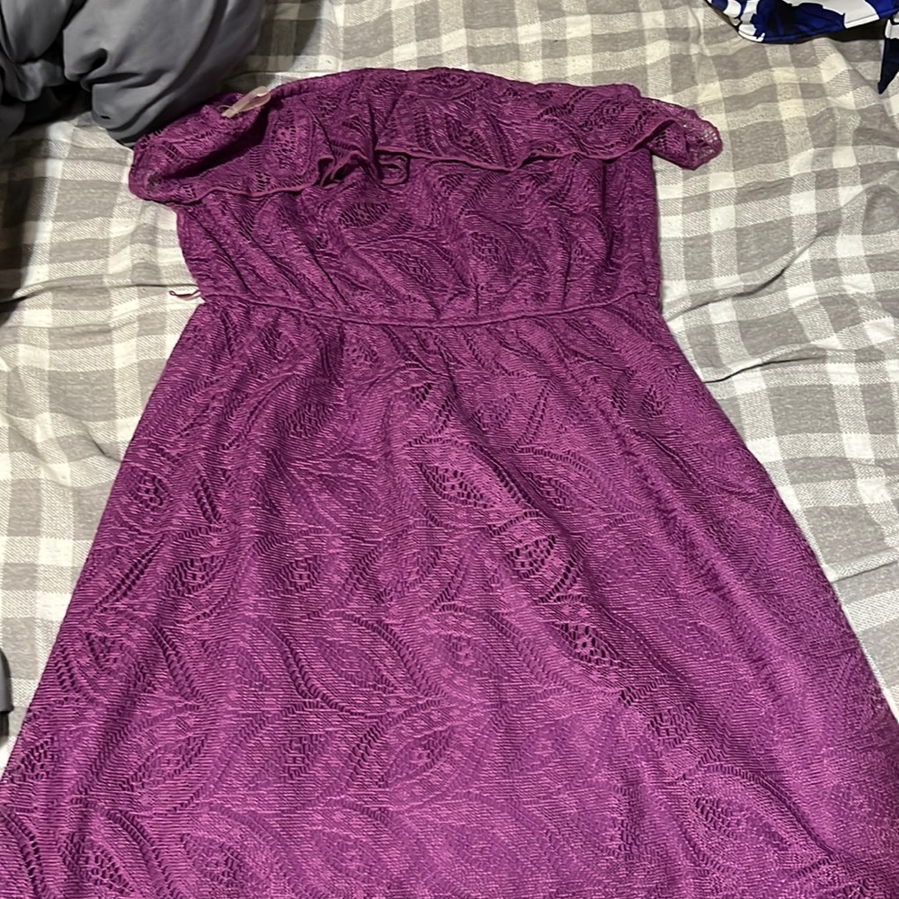 Purple strapless dress